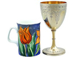 Silver Wine Jug with Lid and Goblets