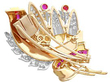 Rose Gold Ruby Brooch Vintage