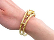 Antique Sapphire and Diamond Bangle Bracelet On wrist