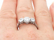 18ct White Gold Trilogy Ring Diamond being worn