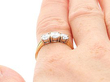 Close up Round Cut Three Stone Engagement Ring for Sale