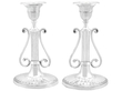 Victorian Silver Candlesticks Lyre Style
