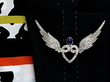 Antique Sweetheart Brooch with Wings on Jacket