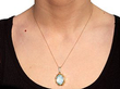 Wearing Image for Oval Aquamarine Pendant Yellow Gold