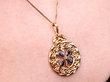 Antique Sapphire Pendant Being Worn
