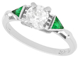 Round Diamond with Emerald Side Stones