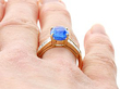 Vintage Unheated Blue Sapphire Ring with Diamonds On Hand