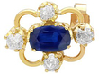 Antique Blue Sapphire Earrings Yellow Gold
