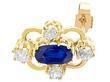Antique Blue Sapphire Earrings Yellow Gold