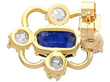 Antique Blue Sapphire Earrings Yellow Gold