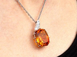Vintage Citrine Pendant with Diamonds