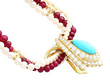 Vintage Pearl and ruby strand necklace with Turquoise clasp
