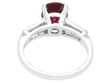 Oval Ruby Ring with Baguette Side Stones Vintage 
