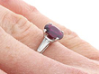 Oval Ruby Ring with Baguette Side Stones Wearing