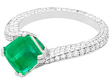 Vintage Emerald Ring with Diamond Band