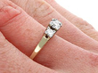 0.64 Carat Three Stone Diamond Ring Wearing