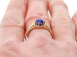 Edwardian Sapphire Ring in Yellow Gold Wearing 