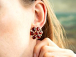 Garnet Earrings in Ear