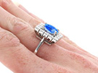 3 Carat Sapphire White Gold Ring with Diamonds Close Up