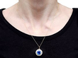 Yellow Gold Sapphire and Diamond Pendant Wearing 