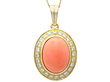 Gold Coral Pendant Necklace with Diamonds