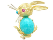 Gemstone Rabbit Brooch in Gold
