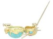 Gemstone Rabbit Brooch in Gold Pin 