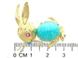 Gemstone Rabbit Brooch in Gold Size
