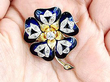 Edwardian Enamel Brooch with Diamonds