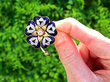 Edwardian Enamel Brooch with Diamonds Outside