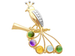 Gemstone Spray Brooch in Yellow Gold