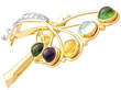 Vintage Gemstone Spray Brooch in Yellow Gold