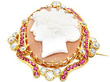 Ruby and Diamond Cameo Brooch