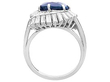 Vintage Sapphire Ring with Baguette Diamonds 1950s