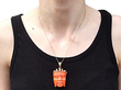 Vintage Carved Face Coral Pendant Wearing 