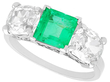 Antique Emerald Diamond Trilogy Engagement Ring
