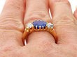 Wearing Ceylon Sapphire Trilogy Ring