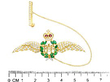 Gold RAF Wings Brooch with Emeralds for Sale Size