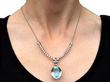 Diamond Necklace with Aquamarine Pendant Wearing