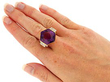 Hexagonal Cut Amethyst Ring in Gold Wearing