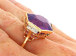 Hexagonal Cut Amethyst Ring in Gold Wearing