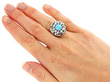 White Gold Diamond and Turquoise Ring for Sale Wearing 