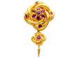 Gold Antique Tassel Brooch with Garnets
