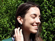 Vintage Opal Stud Earrings in Gold Wearing