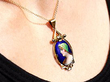 Hot Enamel Pendant in Gold Wearing