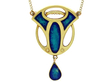 Art Nouveau Enamel Pendant in Gold
