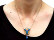 Art Nouveau Enamel Pendant in Gold Wearing