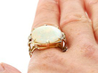 Large White Opal Ring in Yellow Gold Wearing