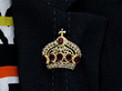 Vintage Crown Brooch in Gold Wearing 