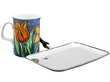 Silver Serving Tray with Wooden Handle